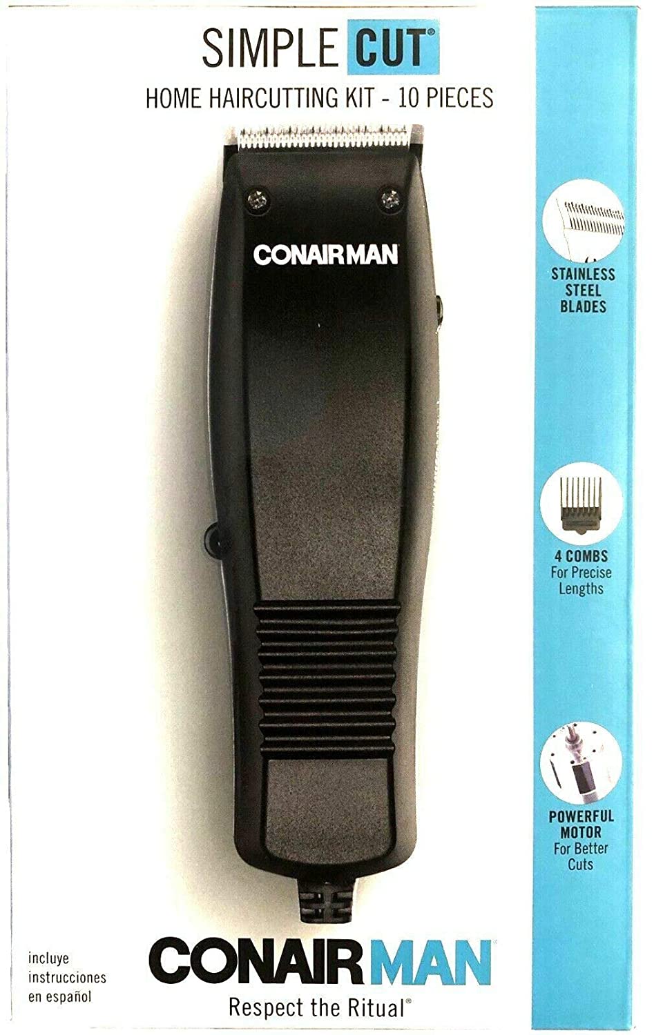 Peluquera Con Air Simple Cut Kit de 10 Piezas. Ref. Hc93w