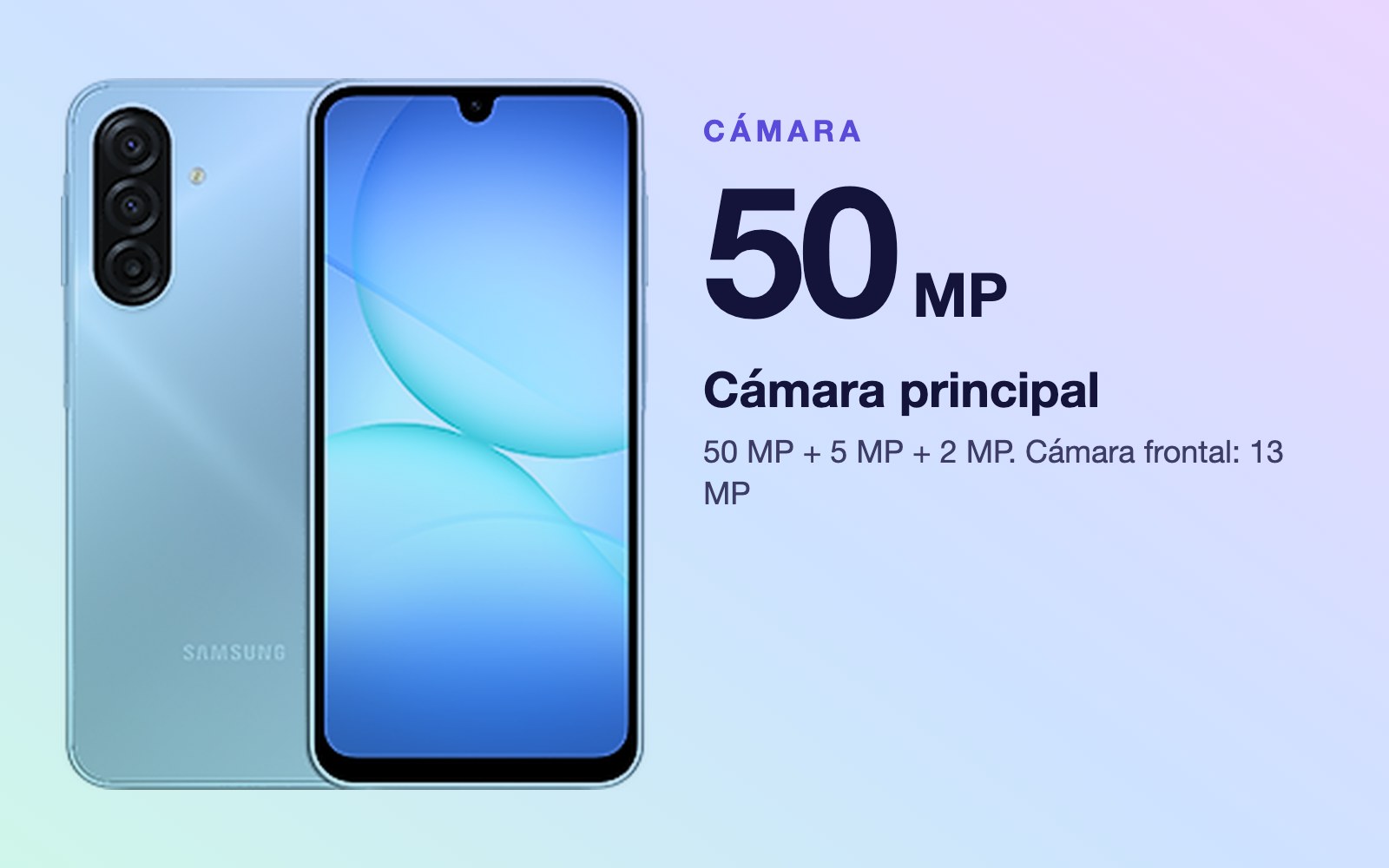 Cámara: 50 MP + 5 MP + 2 MP