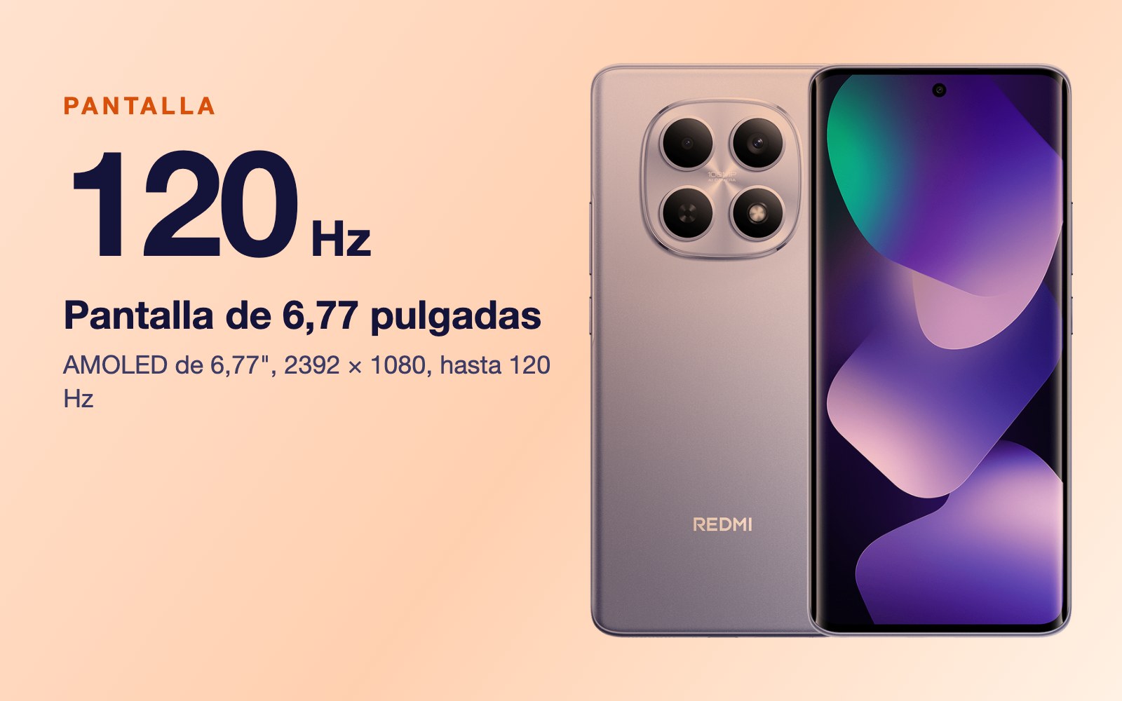 Pantalla: AMOLED de 6,77", 2392 × 1080, hasta 120 Hz