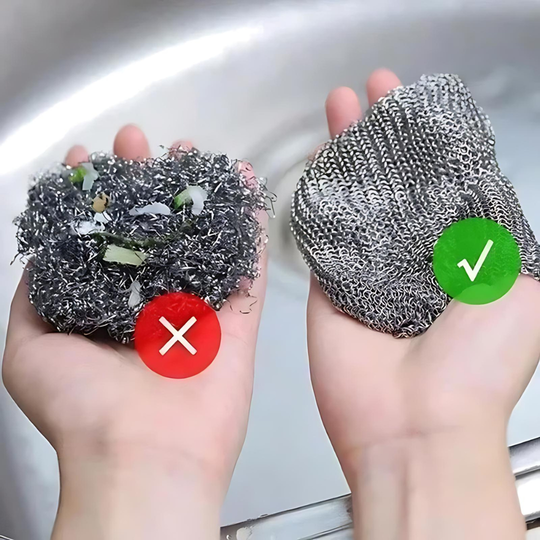 ✨Clean Plus: Paños metálicos adiamantados para Limpieza Profunda que cuida tus utensilios mas delicados🧽 x 5 Unds