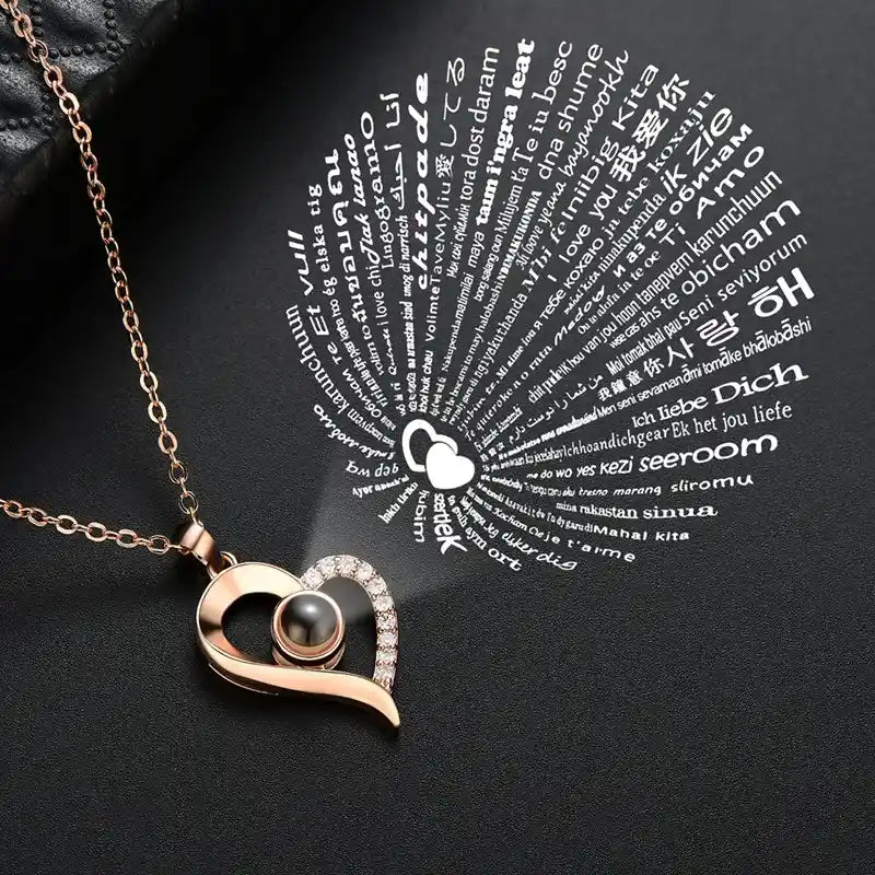 💎 Collar de Proyección "Te Amo" en 100 Idiomas con estuche de lujo 💖