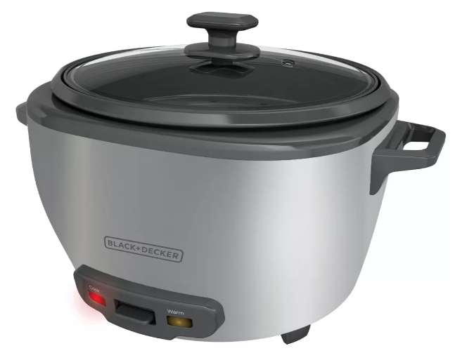 Olla Arrocera Black+Decker de 20 Tazas con Tapa Vidrio Y Vaporera. Ref. RC5200M