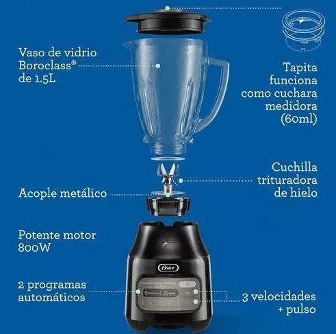 Licuadora Oster Con Reversible de 800w.