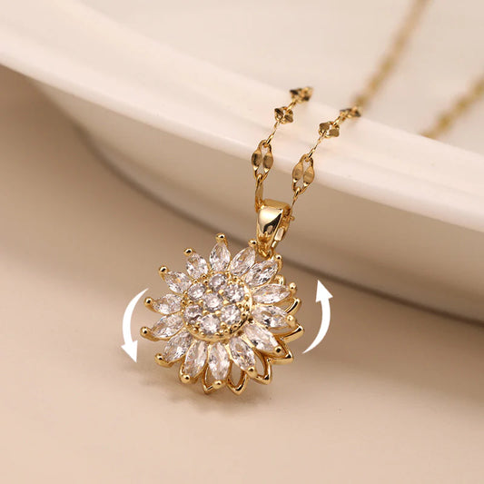 🌻 Collar Girasol Giratorio Dorado: Un Giro de Luz, Serenidad y Elegancia ✨ ¡HOY con 40% OFF! ⏳
