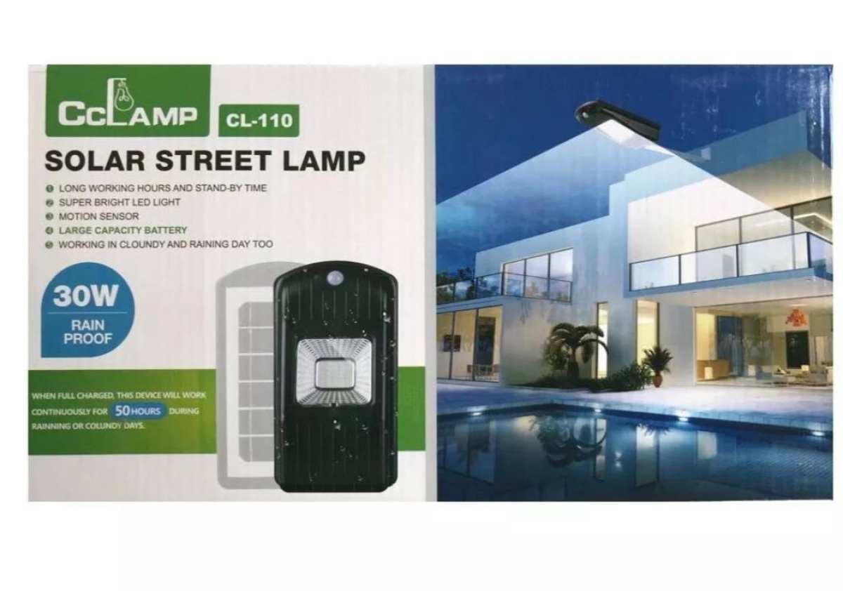 Lampara Para Exterior Solar Led De 30w Con Sensor De Luz CL-110