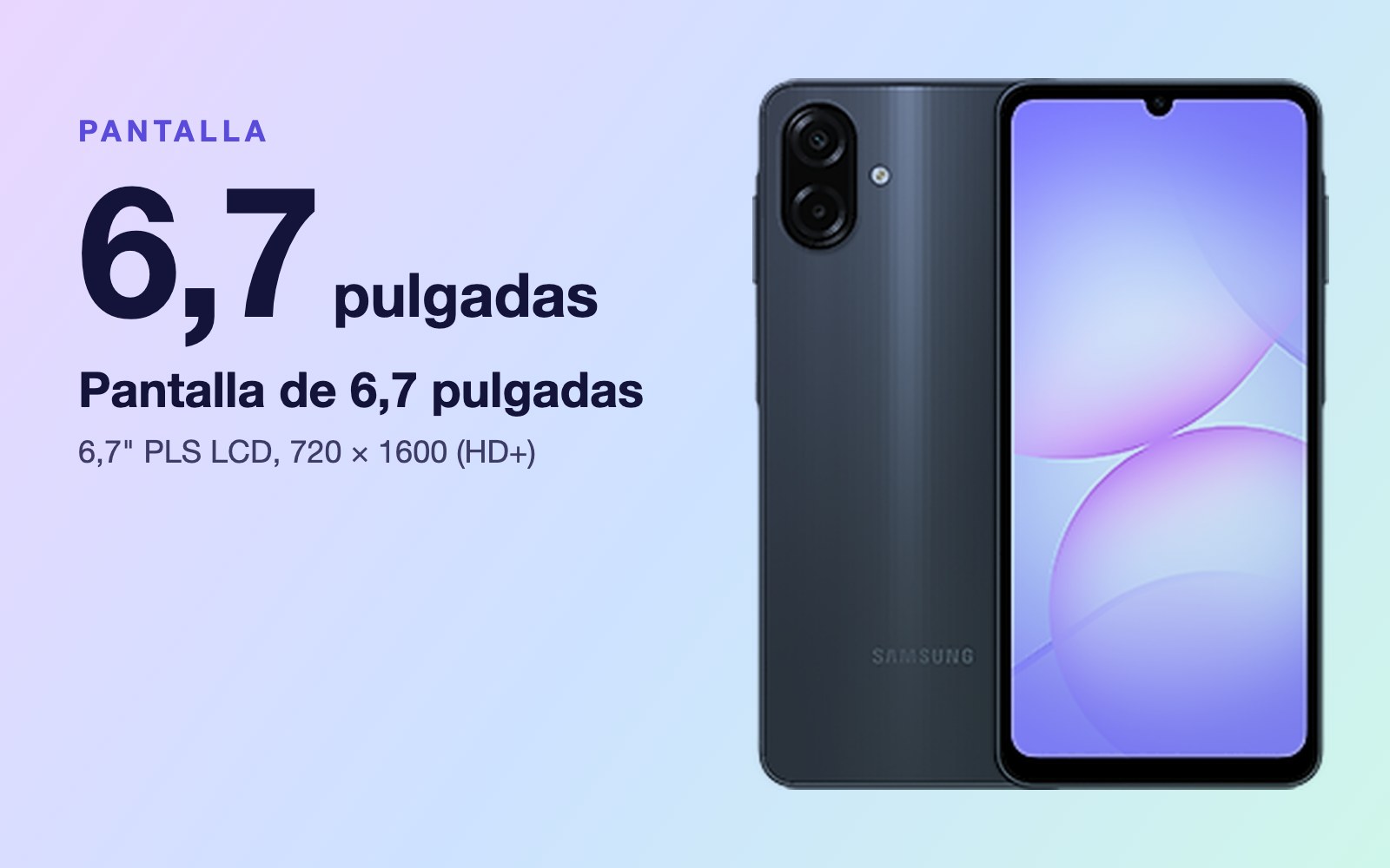 Pantalla: 6,7" PLS LCD, 720 × 1600 (HD+)