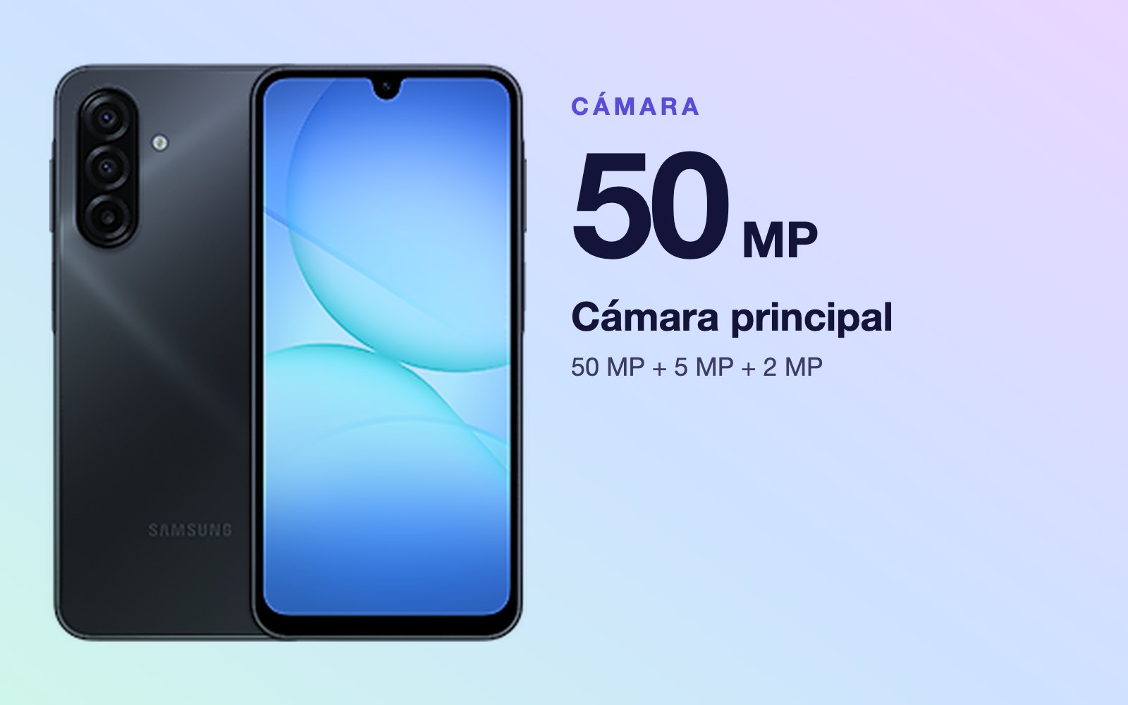 Cámara: 50 MP + 5 MP + 2 MP