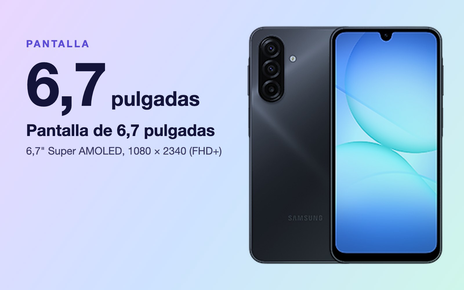 Pantalla: 6,7" Super AMOLED, 1080 × 2340 (FHD+)