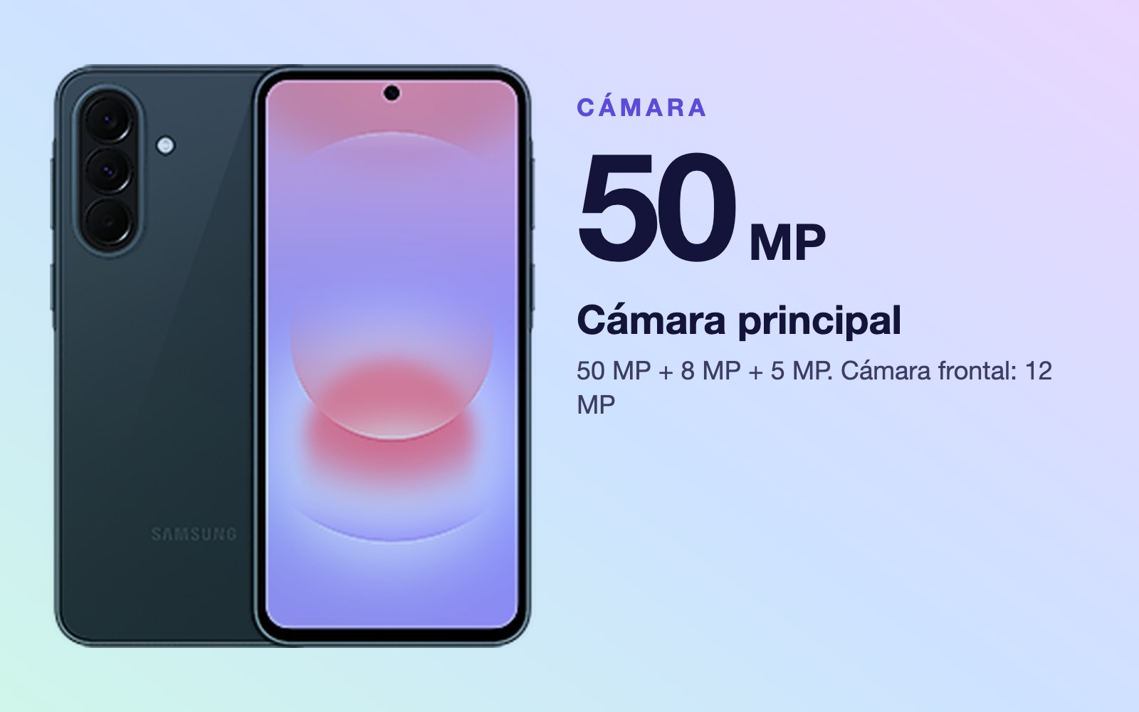 Cámara: 50 MP + 8 MP + 5 MP