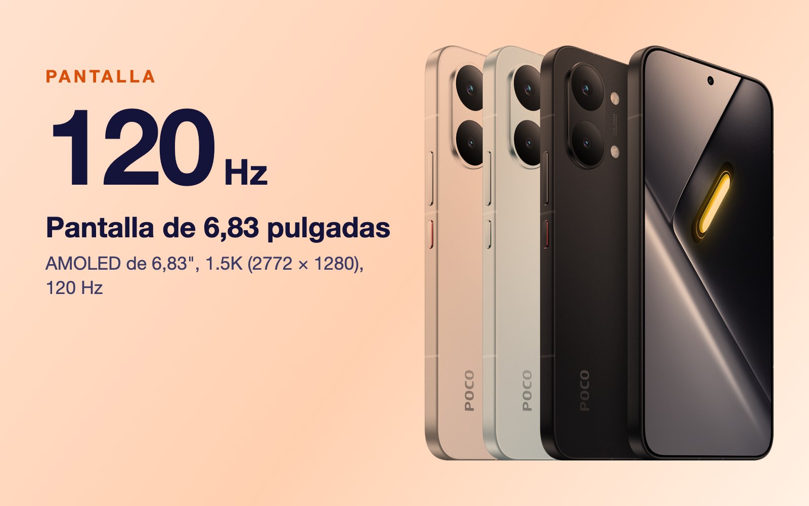 Pantalla: AMOLED de 6,83", 1.5K (2772 × 1280), 120 Hz