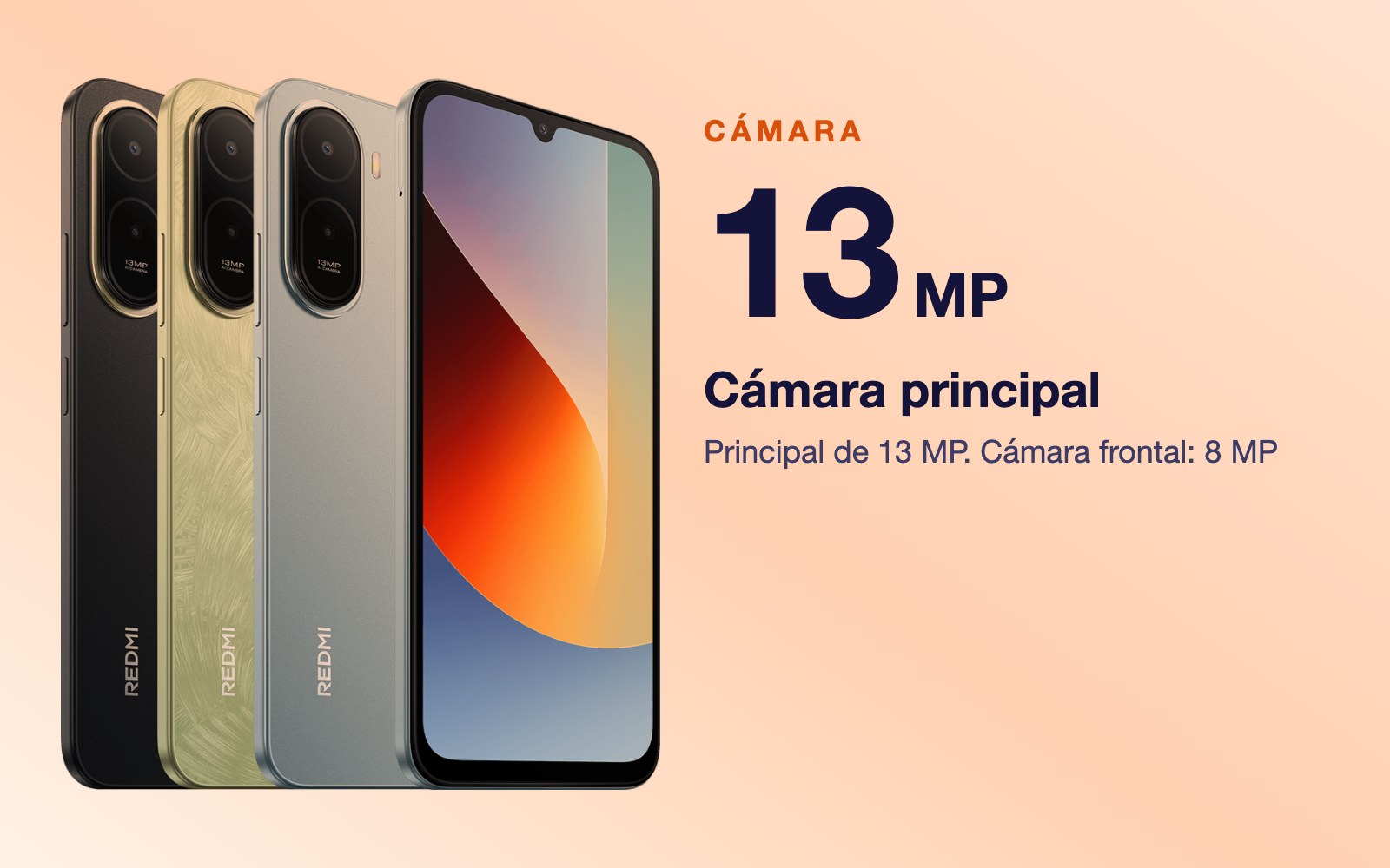 Cámara: Principal de 13 MP
