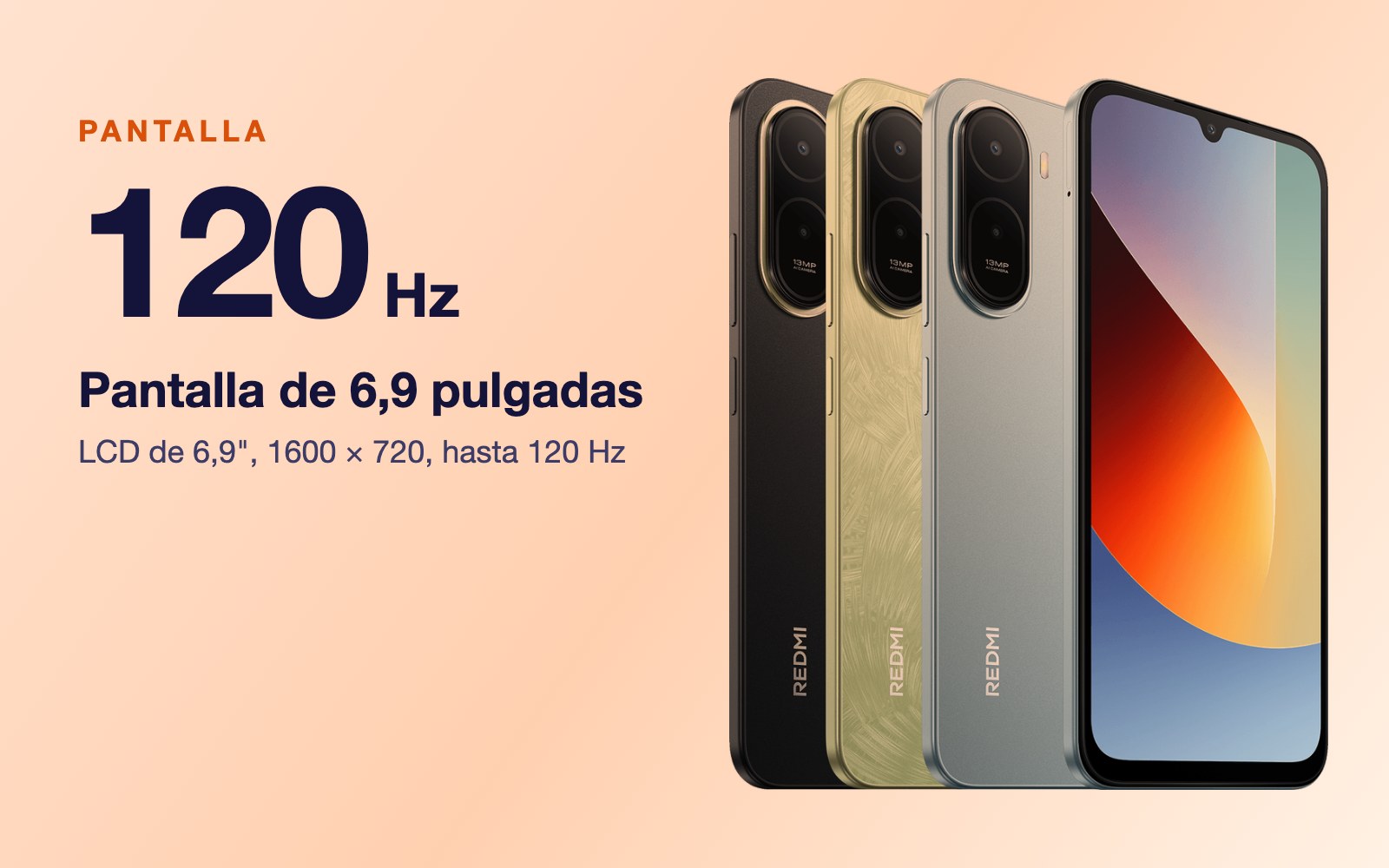 Pantalla: LCD de 6,9", 1600 × 720, hasta 120 Hz
