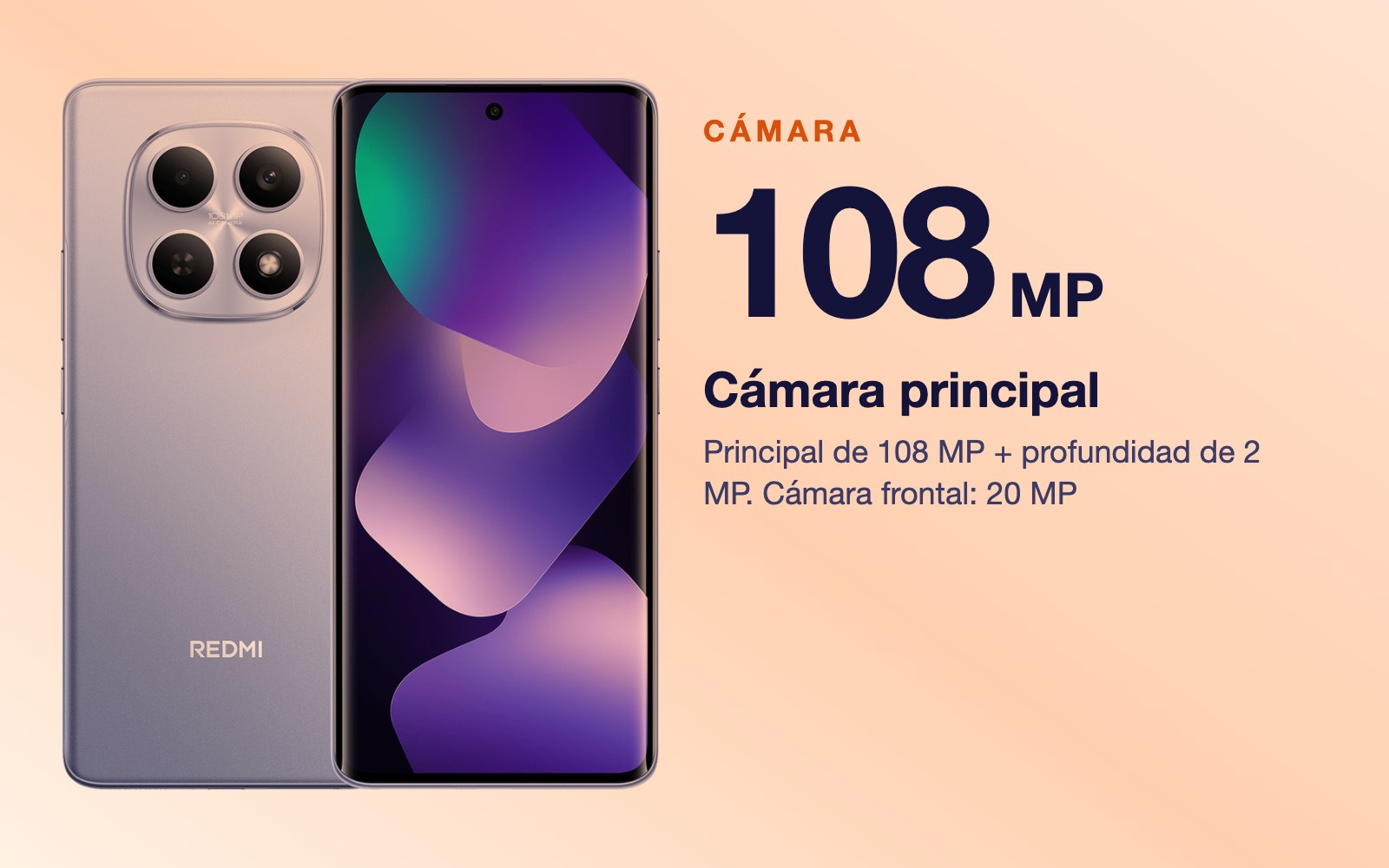 Cámara: Principal de 108 MP + profundidad de 2 MP
